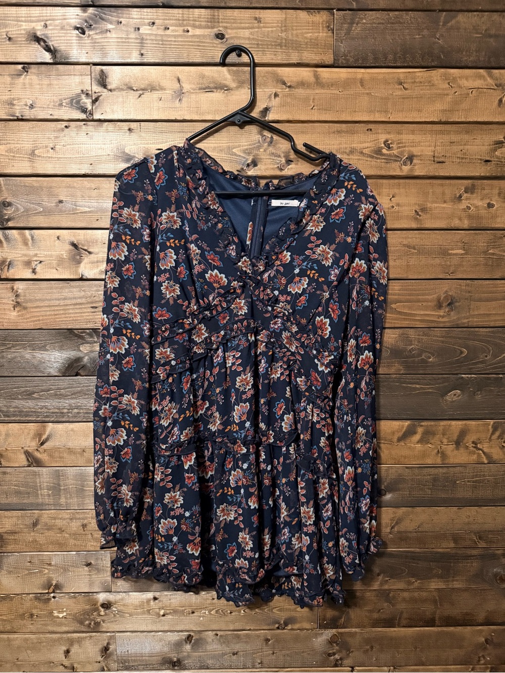 Mi Ami Navy Floral Tiered Ruffle Blouse